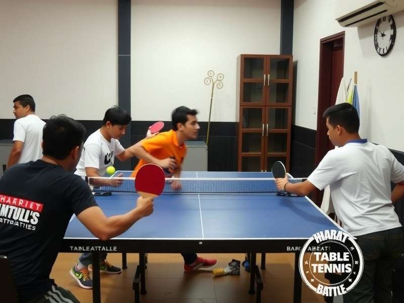 Bharat Table Tennis Battle Community Meetup Bharat Table Tennis Battle community meetup in Mumbai with players gathered for a tournament with Bharat Table Tennis Battle watermark