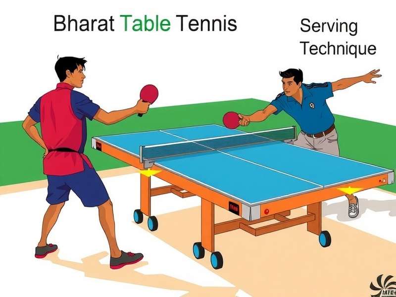 Bharat Table Tennis Battle Serving Guide Bharat Table Tennis Battle serving technique illustration with Bharat Table Tennis Battle watermark