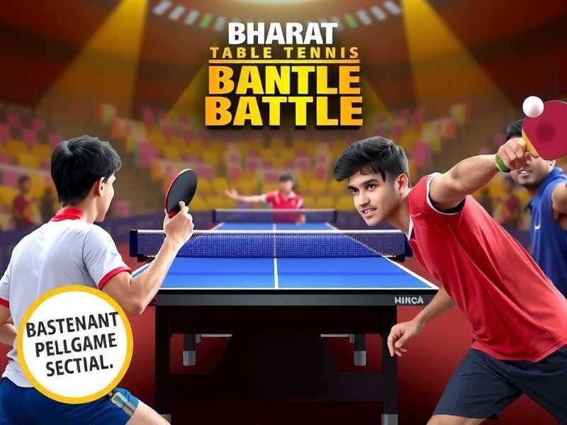 Bharat Table Tennis Battle Cover Bharat Table Tennis Battle game cover showing Indian players competing with Bharat Table Tennis Battle watermark